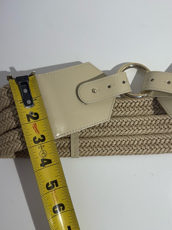 NWOT Anthropologie BLow The Belt Odin Beige Braided Linen Waist Gold Ring Buckle main image 6